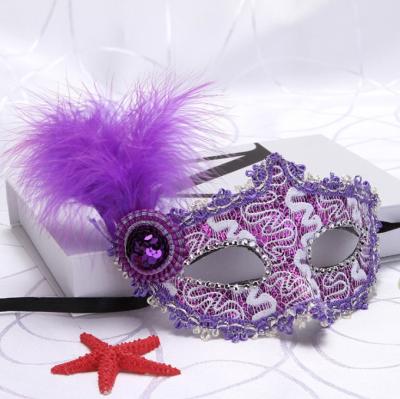 China Metal Top Hat and Side Feather Mask Venice Princess Mask Holiday Party Stage Performance Facial Decoration for sale