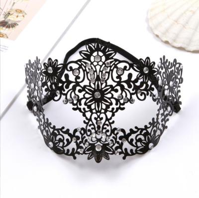 China Italian high-grade diamond hollowed-out face cover metal half-face metal lady face cover white metal for sale