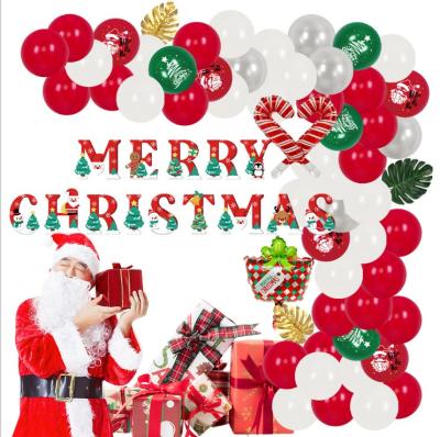 China Party Decoration Christmas Balloon Chain Christmas Pine Flag Banner Latex Christmas Party Decoration Balloon Printed 12 Inch for sale