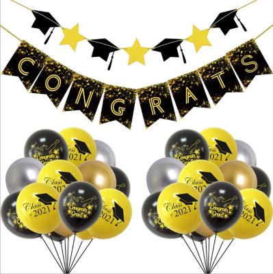 China Party Decoration Graduation Party Paper Banner Latex Balloon Set Congratulations Graduation Flag Pull Flower Decoration Balloon for sale