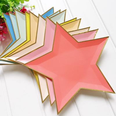 China Disposable Star Paper Plate Party Disposable Cutlery Dish Birthday Party Decorations for sale