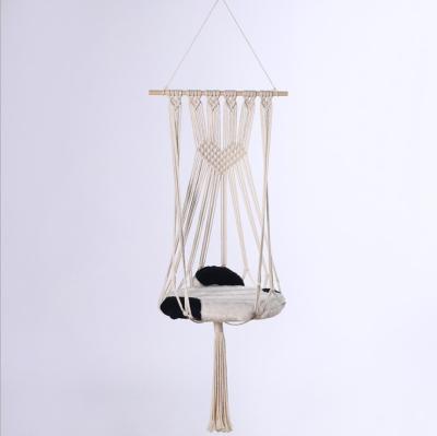 China Weave Handwoven Household Handwoven Pet Hanging Basket Pet Hammock Nest Tapestry Cat Dog Cat Basket Devil Hanging Pocket for sale