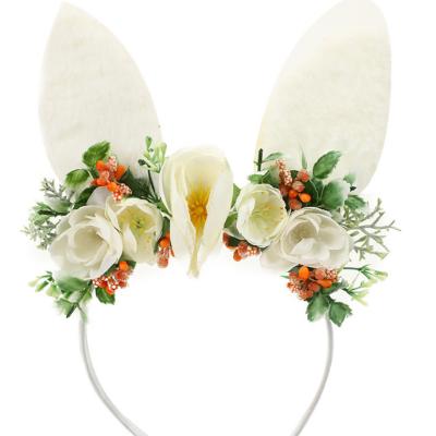 China Hot-selling daily plush ear hair circle full of flower decoration headband hair ornaments hair accessories for sale