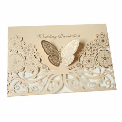 China Creative China Gold Hollow Customized Wedding Invitation Card for sale