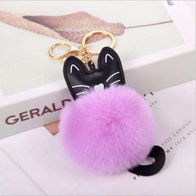 China Arts And Crafts Creative PU Hairball New Style Rabbit Hairball Pendant Key Chain Pendant Chain for sale