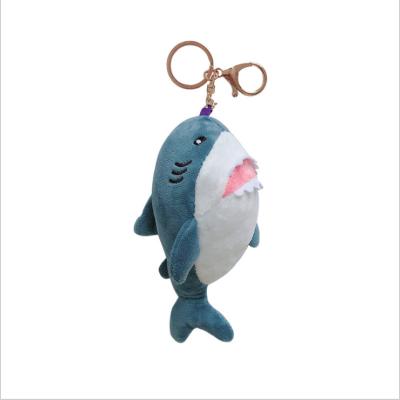 China Arts and Crafts Blue Shark Key Chain Plush Small Doll Creative Cute Hanging Schoolbag Car for sale