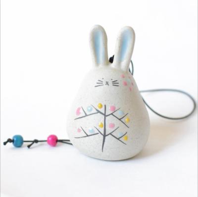 China China Handmade Ceramic Wind Chimes Cartoon Cute Pendant Rabbit Shaped Wind Chimes for sale