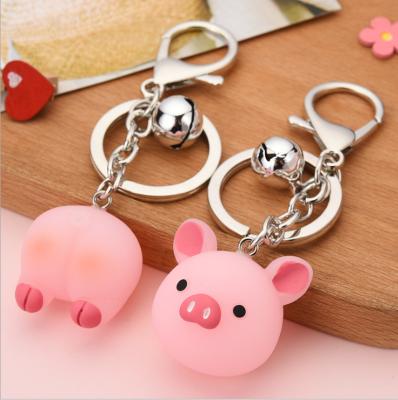 China Arts and Crafts Lovers Pig Butt Cartoon Doll Head Pig Head Pig Butt Pendant Chain Male and Female Key Ring Car Chain for sale