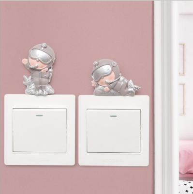 China Creative three-dimensional frameless WALL STICKER cartoon plunger resin home wall switch decoration switch paste for sale