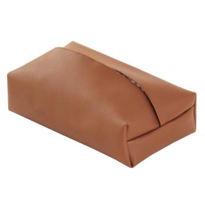 China Nordic Simple Leather Napkin Cover Napkin Storage Bag Restaurant Paper Extraction Tissue Leather Box for sale