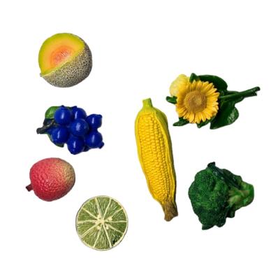 China Shape Fruits And Vegetables Sunflower Corn Blueberry 3D Resin Fridge Magnet for sale