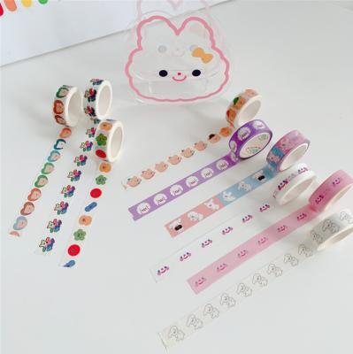 China Waterproof 1.5cmX5m Ins Style Korean Cute Fondant Cub Bear Face, Handbook Sticker, Hand Tear And Simple Smile Paper Tape for sale