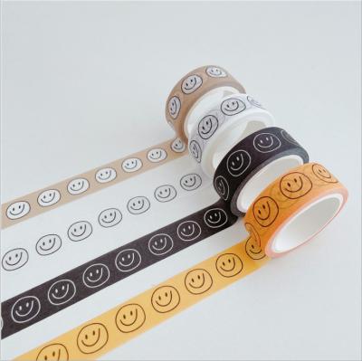 China New South Korea stationery 1.5cmX5mCreative smiley face Central Institute of Statistics waterproof simple cartoon and hand paper tape account sticker material tape for sale