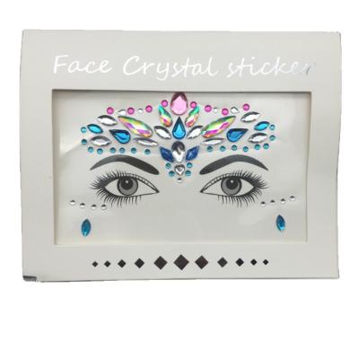 China New Resin Diamond Face Sticker Tattoo Sticker Back Glue DIY Glass Sticker Forehead Acrylic Crystal Sticker for sale