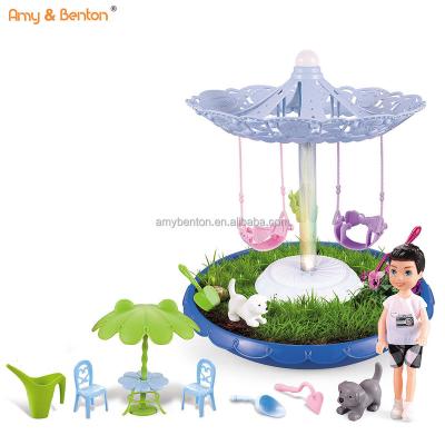 China Creativity Science Toy Mini Garden DIY Material Eco-friendly Kids Garden Toys With Light And Music for sale