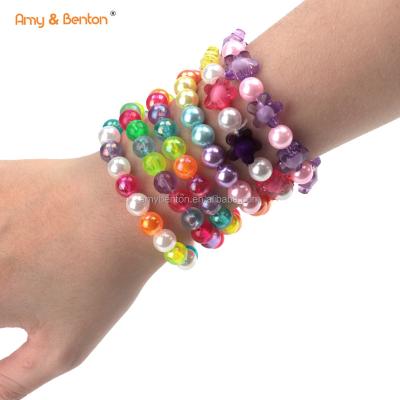 China High Quality Gift Bracelet Plastic Girls Beaded Rainbow Baby Toddler Cute Friendship Costume Jewelry Stretch Set of Bracelets For Sale for sale