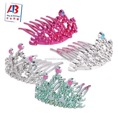 China Mini Happy Birthday Tiara Little Girl's Plastic Princess Crown for sale