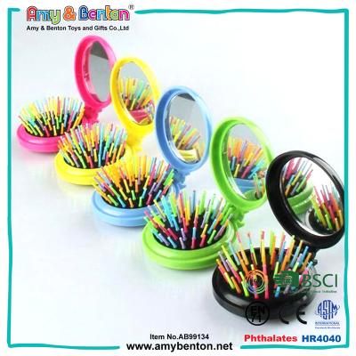 China Accessories Mini Portable Folding Health Massage Brush Hair Brush Comb With Mirror for sale