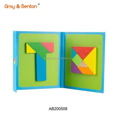 China Toy Hot Sale 2in1 Early Educational Toys Book Puzzle Toys Tangram Wooden Wooden Jigsaw Board Early Educational Toys For Children for sale