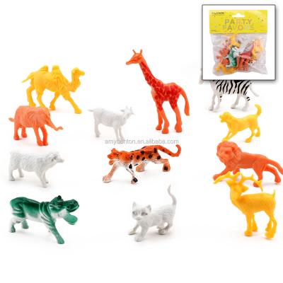 China 12PCS Zoo Realistic Mini Plastic Animal Toy Set Model 3D Mini Realistic Plastic Animal Toy For Children for sale