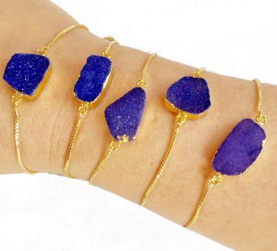 China TRENDARY Druzy Blue Gold Jewelry Boho Fashion Zooying Adjustable Bracelet For Women for sale