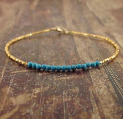 China FASHIONABLE Zooying December Birthstone Jewelry Gold Turquoise Beaded Bracelets For Women for sale