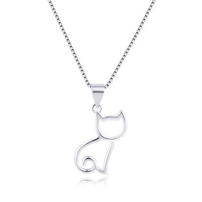 China Nickel Plated Zooying Free Anti-allergic Women's Long Popular Jewelry 925 Sterling Silver Cat Pendant Necklace for sale