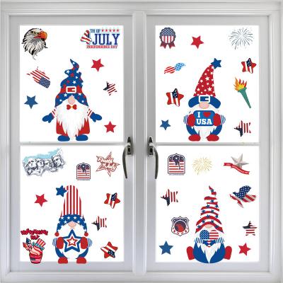 China Home Decor 4th of July Gnome Window Clings Decorations Patriotic Window Clings Red White and Blue Decor for Independent Home Classroom Day for sale