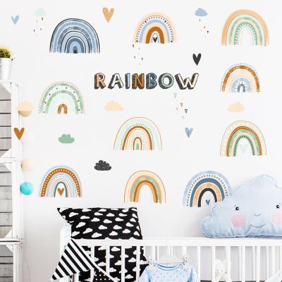 China Nursery Art Stickers Polk Dots Clouds Wall Stickers Removable Boho Rainbows Self-Adhesive for Kids Room Girls Bedroom Home Decor for sale