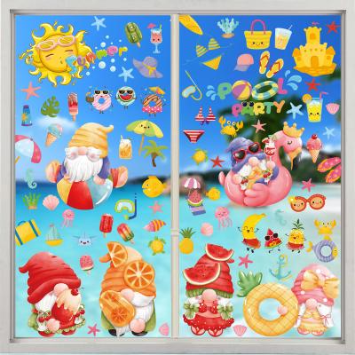 China Home Decoration Summer Window Clings Beach Hawaii Themed Party Decorations Window Stickers Double Sided Poolside Reception Static Window Clings for sale