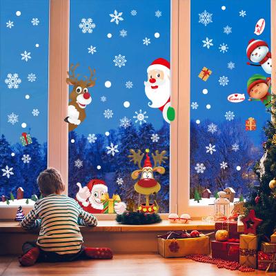 China Home Decoration Christmas Window Clings Snowman Snowflake Window Decals Christmas Window Stickers Holiday Decorations Christmas Stickers for sale