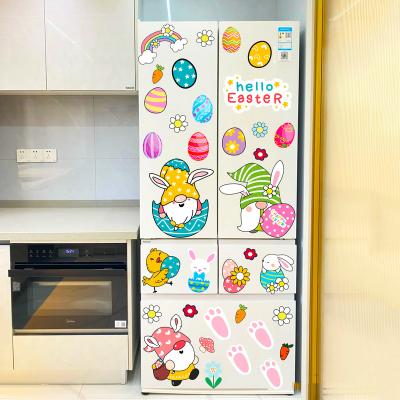 China Removable Static Decal Stickers Cartoon Easter Wall Stickers Fridge Static Transparent Decorative Stained Glass Cabinet for sale