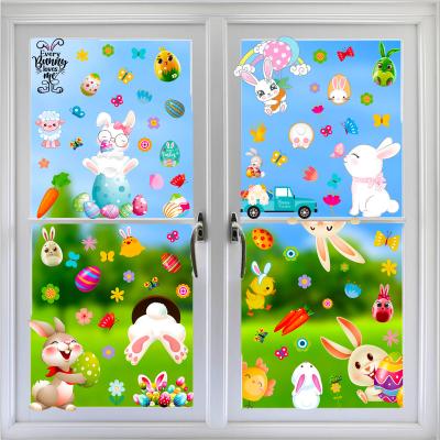 China Decorative Removable Static Sticker Vinyl Decals Factory Easter Window Wall Decal Removable Electrostatic Printing For Room for sale