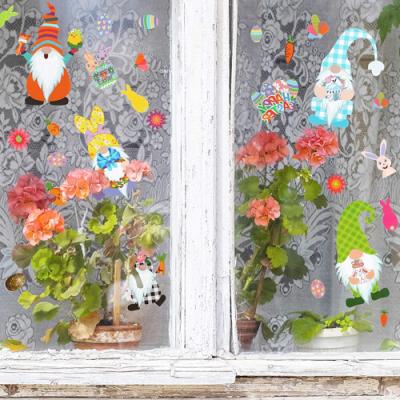 China Home Decoration Easter Window Clings Double Sided Stickers Bunny Egg Glass Door Easter Window Decals for Office School Home Party Decoration for sale