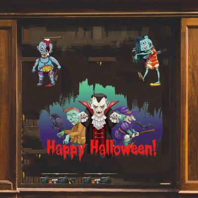 China Electrostatic Self-adhesive Halloween Wall Stickers Stage Layout Mom Ghost Zombie Spider Window Sticker Halloween Party Decor for sale