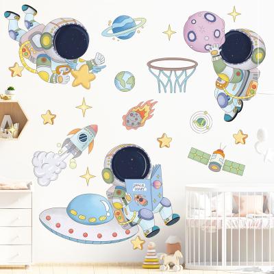 China Self-adhesion Wall Stickers Creative Cartoon Astronaut Personality Preschool Education Classroom Wall Decals KIDS Room Decorative Stickers for sale