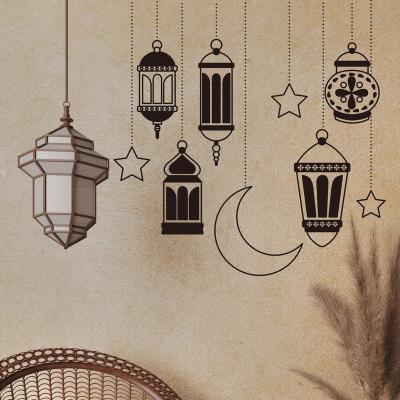 China Home Decoration Ramadan Mubarak Window Clings Lantern Moon Star Wall Stickers Party Islamic Muslim Decor Supplies Decorations for sale