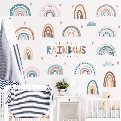 China Self-adhesion cartoon rainbow star heart wall sticker children baby room background home decoration decals wallpaper bedroom stickers for sale