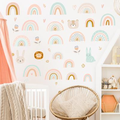 China Home Decor Boys Girls Bedroom Baby Kids Nursery Room Boho Rainbow Wall Stickers Waterproof Self-adhesive Wall Decals for sale