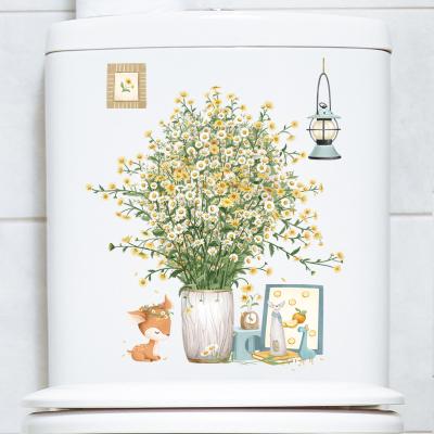 China Self-adhesion Fawn Fresh Decorative Toilet Stickers Cute Painted Bathroom Toilet Seat Decorative Stickers Waterproof Removable Wall Stickers for sale