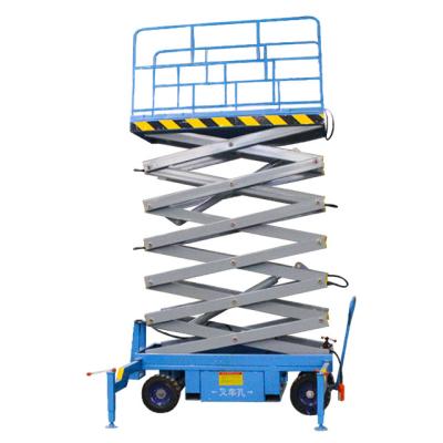 China Hotels 11 Meters Mobile Type Shear Lift Hydraulic Fork Design Aerial Work Vehicle Platform Lift Manufacturer for sale