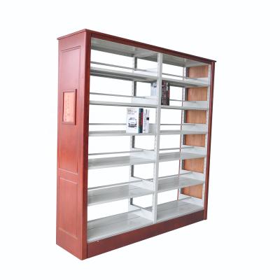 China Bookcase Bookshelf Hot Selling Double-Column Wooden Shelf School Double Side Bookcase for sale