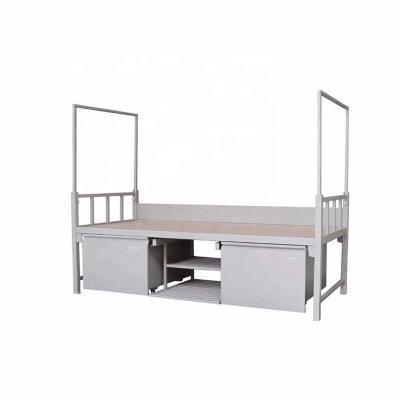 China Strong Metal Bedroom Furniture Metal Wearability Steel Bed With Metal Cabinet Living Room Dorm Single Bed With Drawer for sale