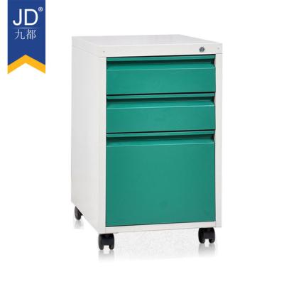 China Movable Steel Commercial Equipment Movable Metal Office Furniture Metal Color 3 Drawer Locker File Cabinet Vertical Modern for sale