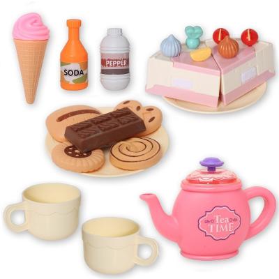 China Sinyo Plastic CE Certified Plastic Toys Factory 30pcs Fake Cake Cookie Kettle Tea Time Pretend Play And Preschool Toys For Girl for sale