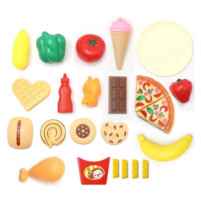 China Sinyo Plastic CE Certified Girls Toys 24pcs Pretend Play Food Set Pizza Chip Fruit Vegetable For Kids Kitchen Accessories Toys for sale