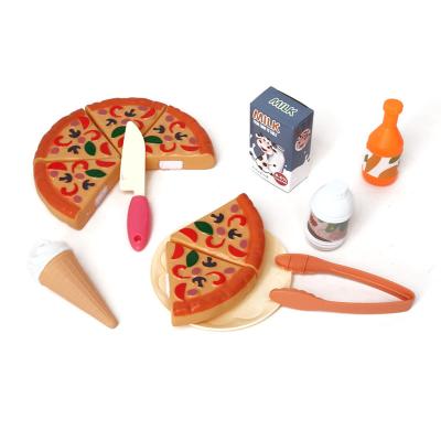 China CE Certified Child's Toys Factory OEM 16pcs Plastic Knife Milk Plastic Series Happy Tea Time Play Fast Food Toys Set Cut Pizza for sale