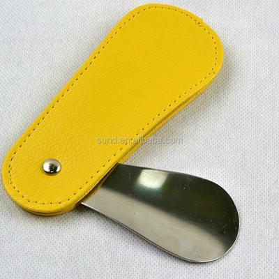 China factory direct offer full leather case short metal shoe horn for sale