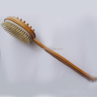 중국 Dry Skin Body Natural Bristle bath Brush,Soft SPA body Brush,double-side wood&bristle massage brush,remove dirt unblock pores 판매용