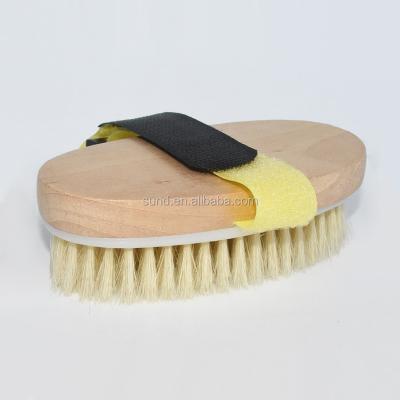 중국 Wonderful Natural Bristle Body bath Brush,Handheld Cleaning&massage Brush with adjustable nylon belt fit palm,Hook&Loop tape 판매용